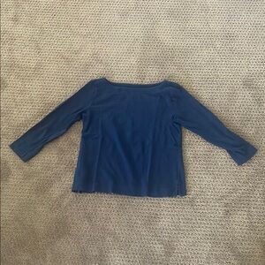 Loft Navy Blue 3/4 Length Sleeve Shirt